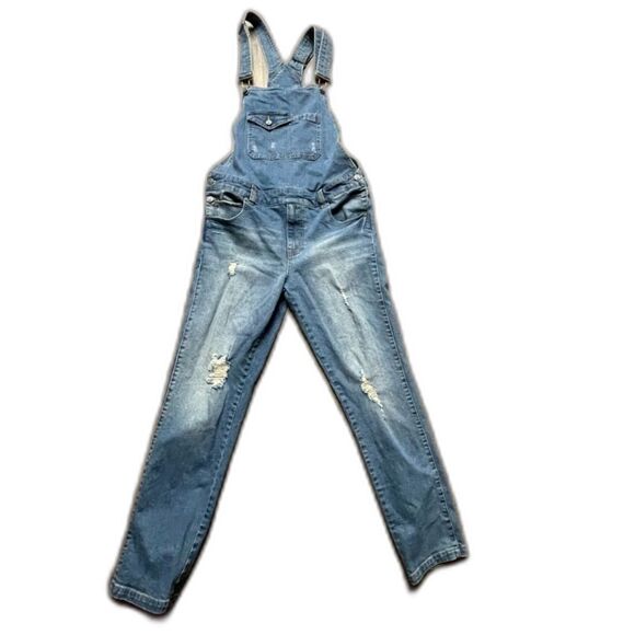 Denim Overalls Women Size 31 Blue Denim Distressed Y2K Stretch RSQ - Picture 3 of 7